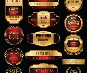 Golden with red luxury badges and labels vector