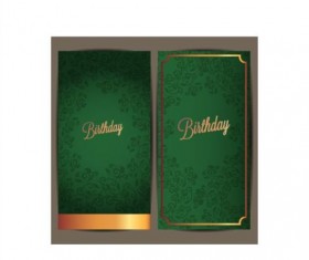 Green birthday invitation card vector 01
