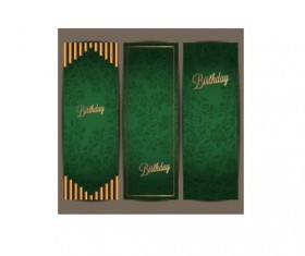 Green birthday invitation card vector 02