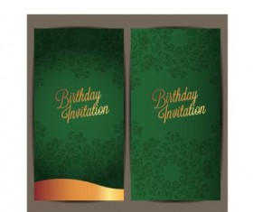 Green birthday invitation card vector 03