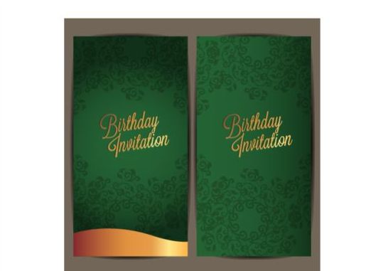 Green birthday invitation card vector 03 free download