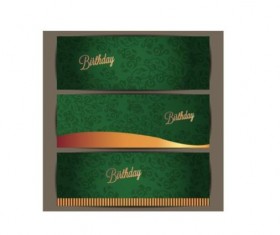 Green birthday invitation card vector 04