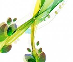 Green leaves with abstract wave background 01