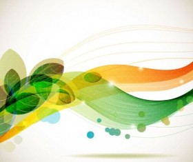 Green leaves with abstract wave background 02