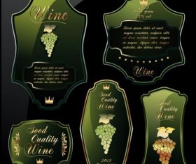 Green quality wine labels vector