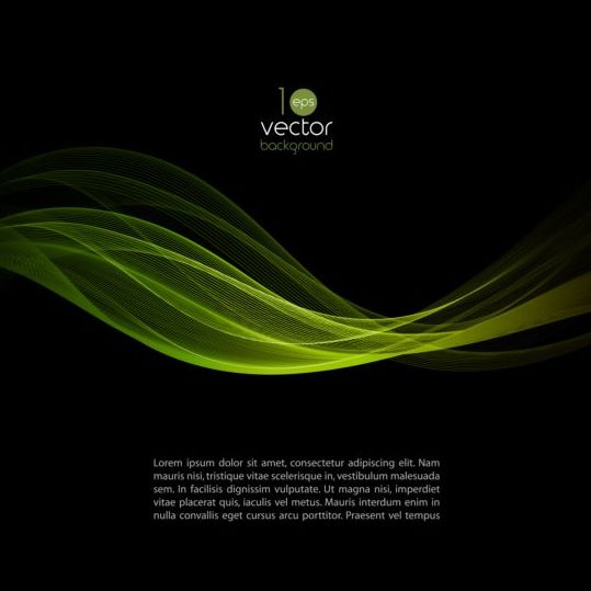 Green wavy with black background vector