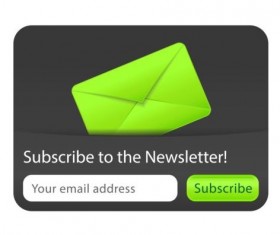 Green with black subscribe to the newsletter interface vector