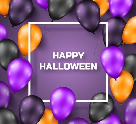 Halloween background with colored balloons vector 01
