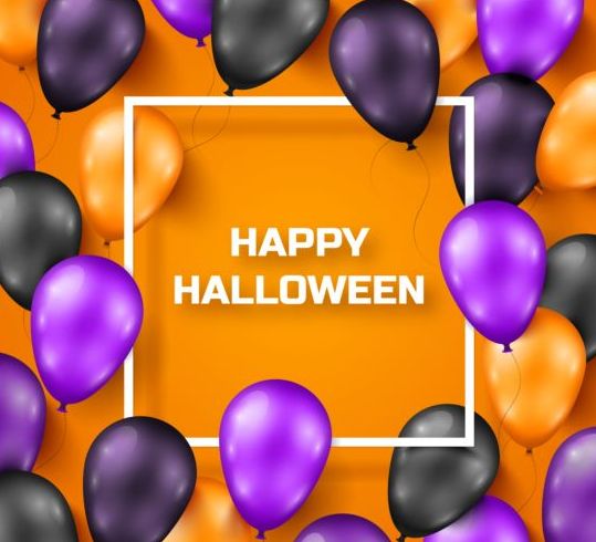 Halloween background with colored balloons vector 02