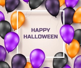 Halloween background with colored balloons vector 03
