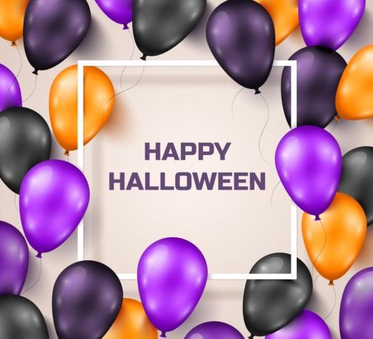 Halloween background with colored balloons vector 03