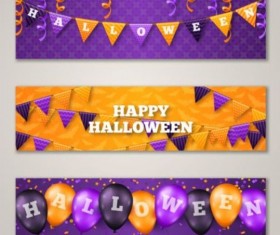 Halloween banner yellow with purple vector