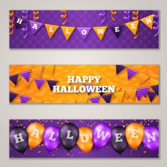 Halloween banner yellow with purple vector