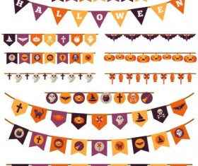 Halloween flag decoration vector set