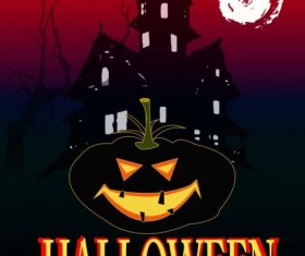 Halloween night with ghoest house vector