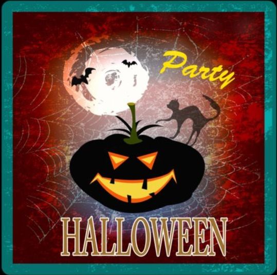 Halloween party grunge styles poster vector 02