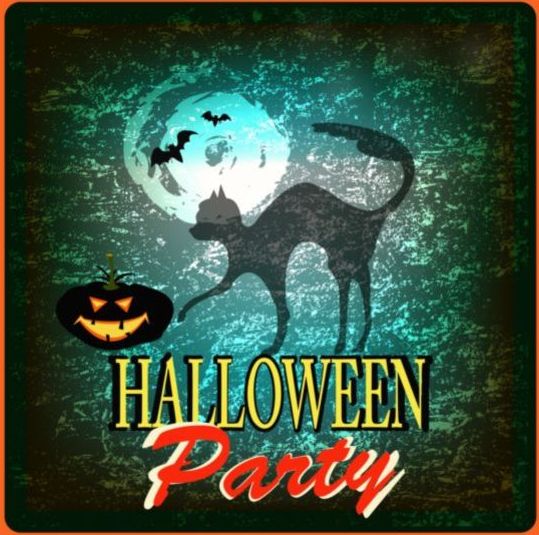 Halloween party grunge styles poster vector 03