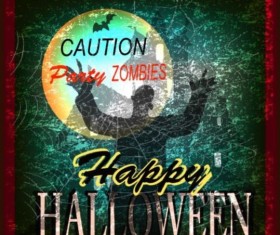 Halloween party grunge styles poster vector 04