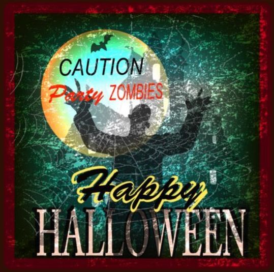 Halloween party grunge styles poster vector 04