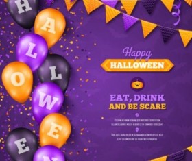 Halloween party purple poster vectors 01