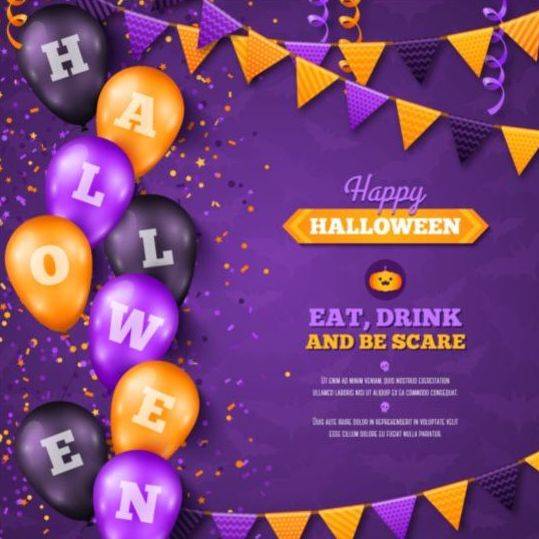 Halloween party purple poster vectors 01
