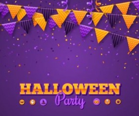 Halloween party purple poster vectors 02
