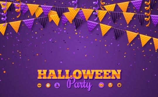 Halloween party purple poster vectors 02