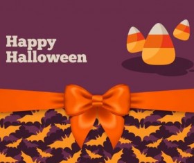 Halloween postcard with beautiful bow vectors 01