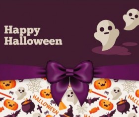 Halloween postcard with beautiful bow vectors 02