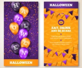 Halloween purple with yellow card vectors
