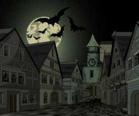 Halloween town street vector