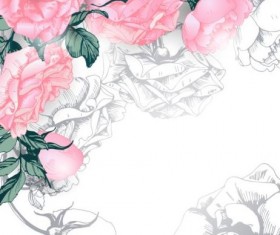 Hand drawn pink flower background vector 01