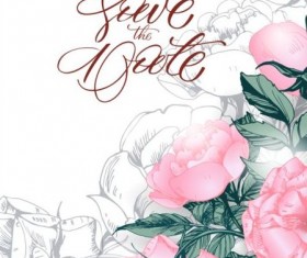 Hand drawn pink flower background vector 02