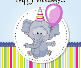 Happy birthday card with cute elephant vector