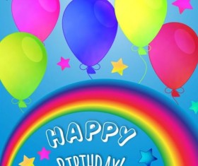 Happy birthday vector with balloon and rainbow 01