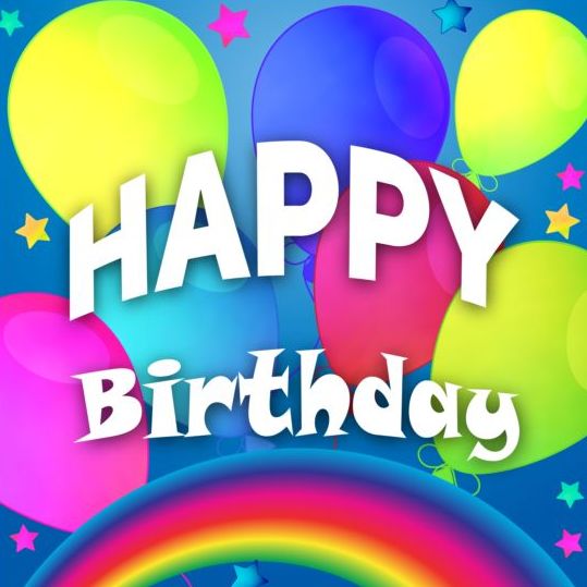 Happy birthday vector with balloon and rainbow 03 free download