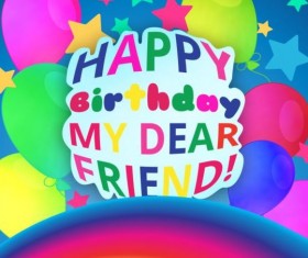 Happy birthday vector with balloon and rainbow 07