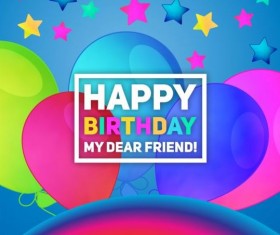 Happy birthday vector with balloon and rainbow 09