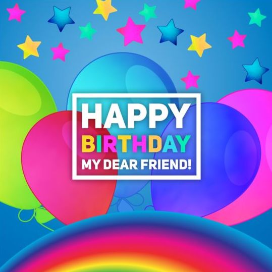 Happy birthday vector with balloon and rainbow 09