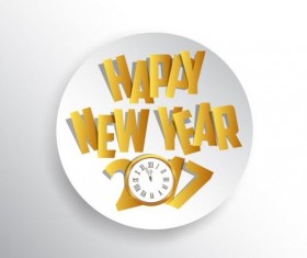 Happy new year 2017 seasons greetings with clock vector