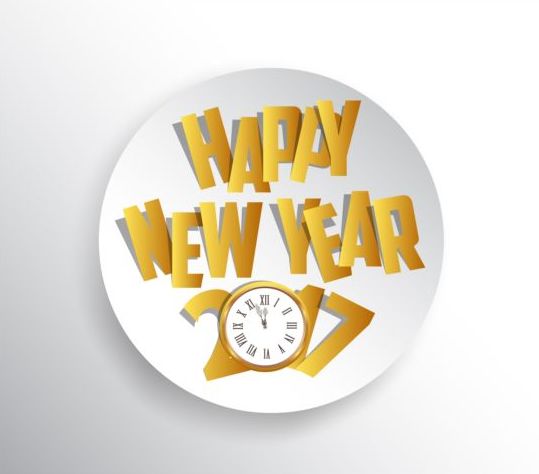 Happy new year 2017 seasons greetings with clock vector