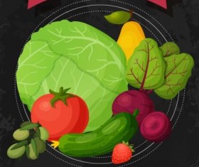 Healthy and tasty vagetables poster vector 03