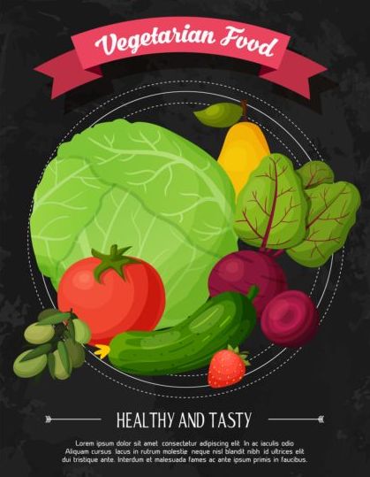 Healthy and tasty vagetables poster vector 03
