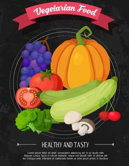 Healthy and tasty vagetables poster vector 04