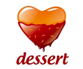 Heart-shaped dessert with chocolate vector logo