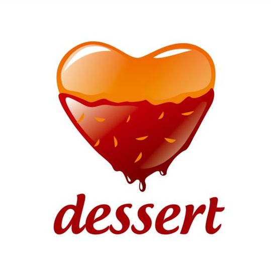Heart-shaped dessert with chocolate vector logo