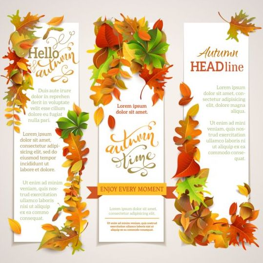 Hello autumn vector vertical banners 01