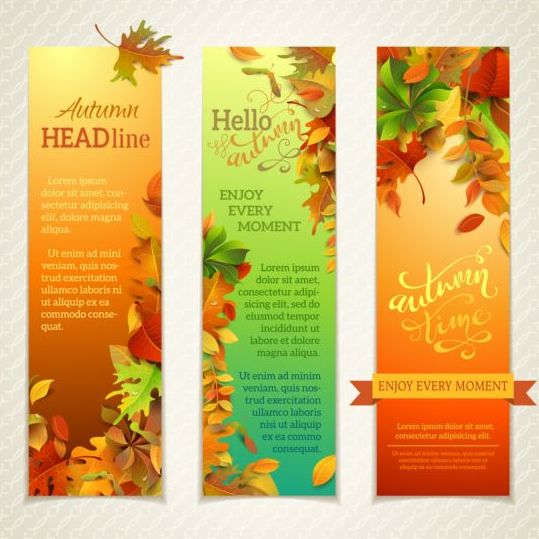 Hello autumn vector vertical banners 02