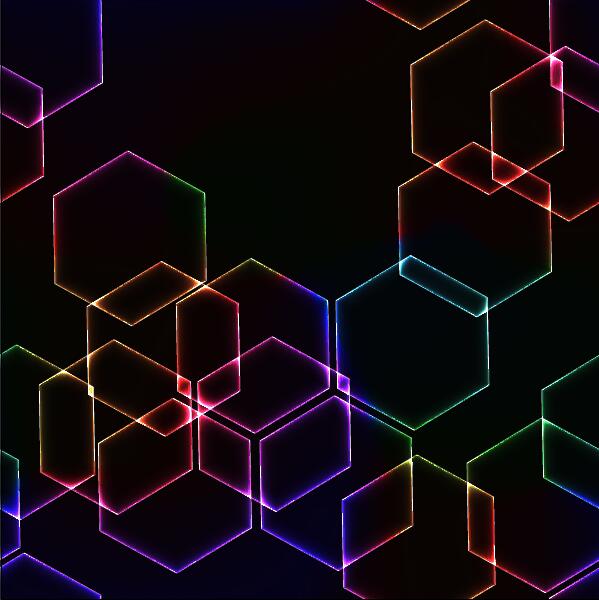 Hexagon colored light vector background
