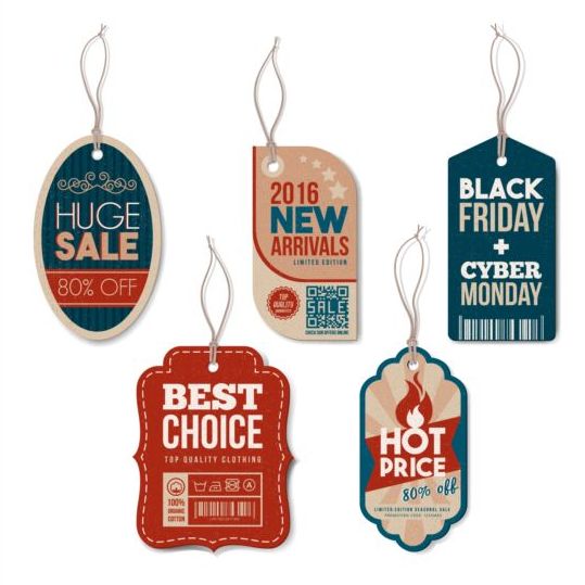 Holiday sale tags set vector 01
